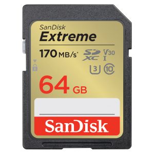 TARJETA DE MEMORIA SD EXTREME 64GB UHS-I 170MB/S - 80 MB/S SANDISK  SDSDXV2-064G-GNCIN