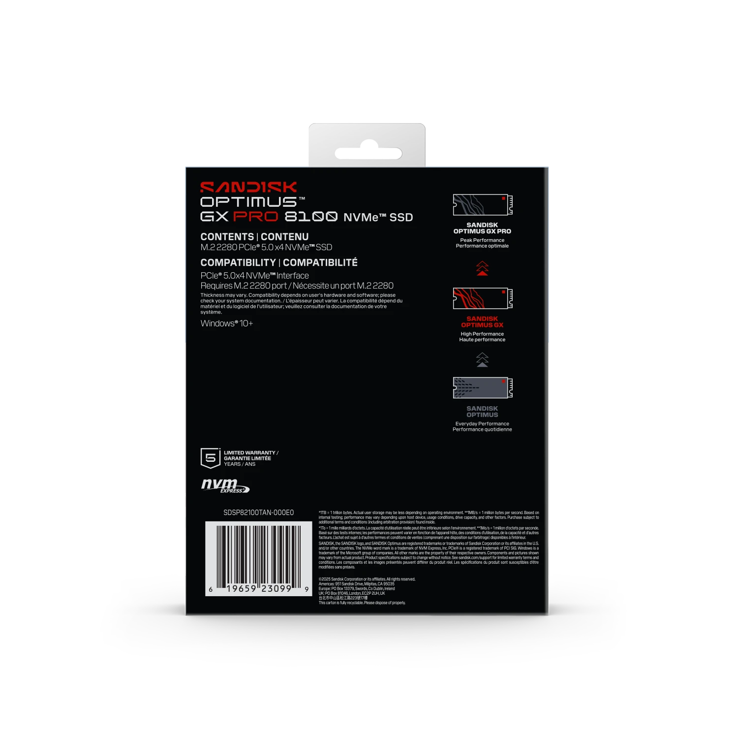 SSD INTERNO 1TB GX PRO 8100 Optimus M.2 NVMe 14900 MB/S SANDISK SDSP82100TAN-000E0 - Imagen 3